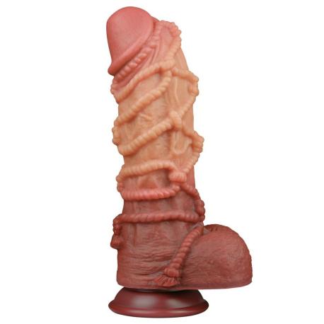 LoveToy - Extreme Dildo with Rope Pattern 26.5 cm - Brown Nude