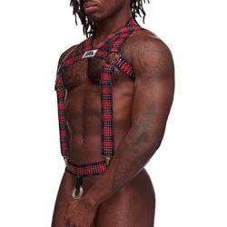 Elastic Harness with Studs - One Size - Red