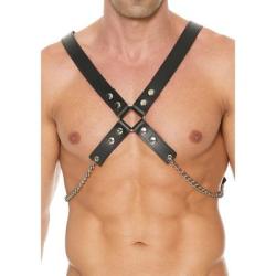 Men s Leather And Chain Harness