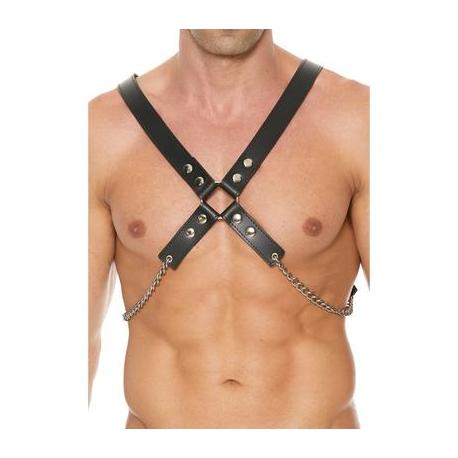 Men s Leather And Chain Harness