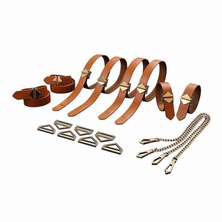 LOCKINK - 8-Bondage-Straps Restraint Set Brown