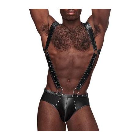 Uranus - Harness Style Open Back Jock Briefs with Suspender Straps - 