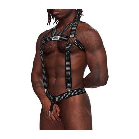 Elastic Harness with Studs - One Size - Black