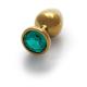 Round Gem Butt Plug - Medium - Gold Emerald Green