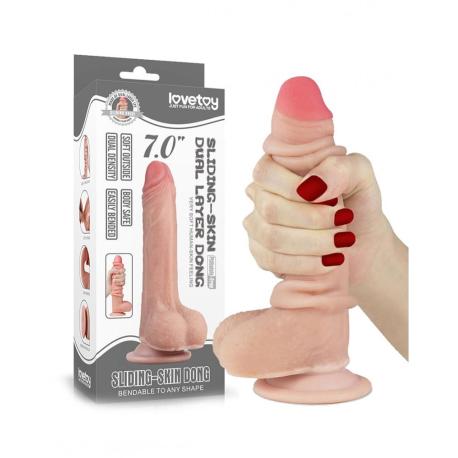 LoveToy - Sliding Skin Dildo 7 18 cm - Nude