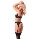 Amorable by Rimba - 1 2 Cup Bra with G-string, Suspenders and Stockings - Black