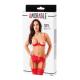 Amorable by Rimba - 1 2 Cup Bra with G-string, Suspenders and Stockings - Red