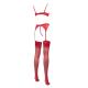 Amorable by Rimba - 1 2 Cup Bra with G-string, Suspenders and Stockings - Red