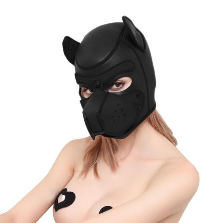 Neoprene Puppy Dog BDSM Hood L White Black