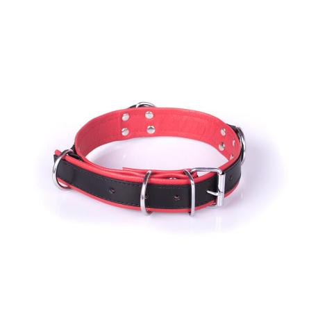 Deluxe Bondage Collar - Black Red