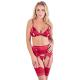 Bra and Suspender Set Red 