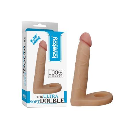 LoveToy - The Ultra Soft Double 6.25 16 cm - Dubbele Penetratie Dildo - Nude