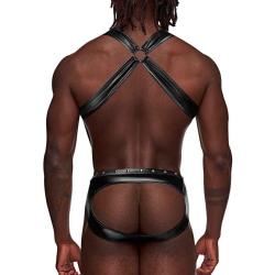 Uranus - Harness Style Open Back Jock Briefs with Suspender Straps - 