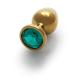 Round Gem Butt Plug - Large - Gold Emerald Green