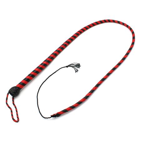 Leather Whip Black Red 140 cm