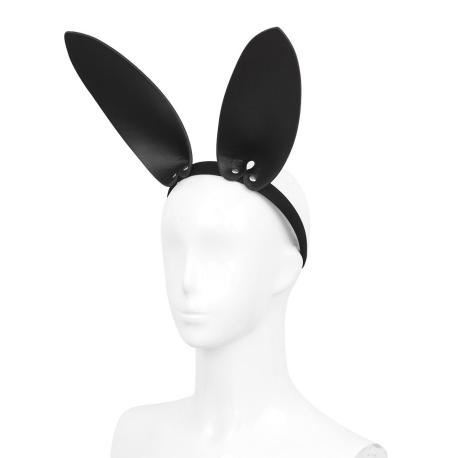 Black Leather Bunny Ears Headband