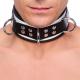 Leather Necklace 3 Rings D White-Black