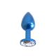 Aluminium Buttplug Blue with Clear Gem