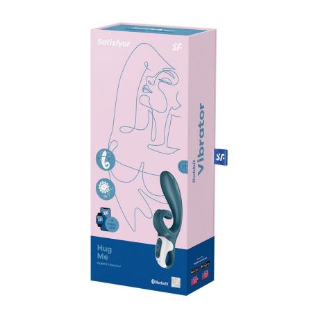 Hug Me - Rabbit Vibrator with Tongue Tip for Clitoris Stimulation - Bluegrey