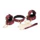 6-Piece Velvet Burgundy Bondage Set with Cuffs, Collar and Belt