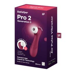 Pro 2 Generation 3 - Double Air Pulse Vibrator - Liquid Air and Connect App - Wine Red