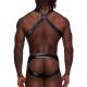 Uranus - Harness Style Open Back Jock Briefs with Suspender Straps - S M - Black