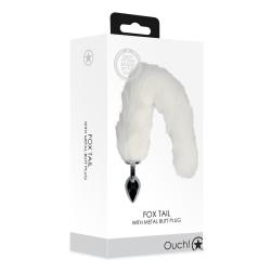 Fox Tail with Metal Butt Plug - White