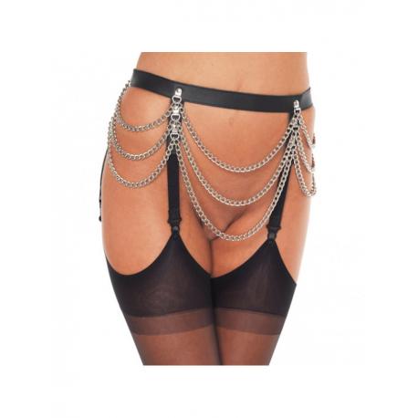 Rimba - Leather suspender belt with chains