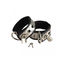 Rimba - Leather footcuffs with metal and padlock