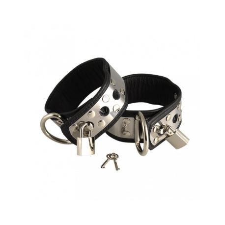 Rimba - Leather footcuffs with metal and padlock